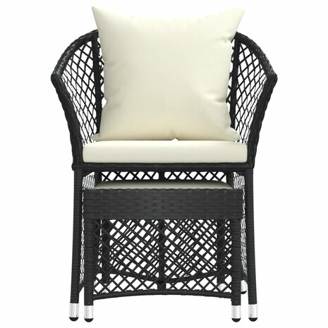 2-delige Loungeset met kussens poly rattan zwart 4