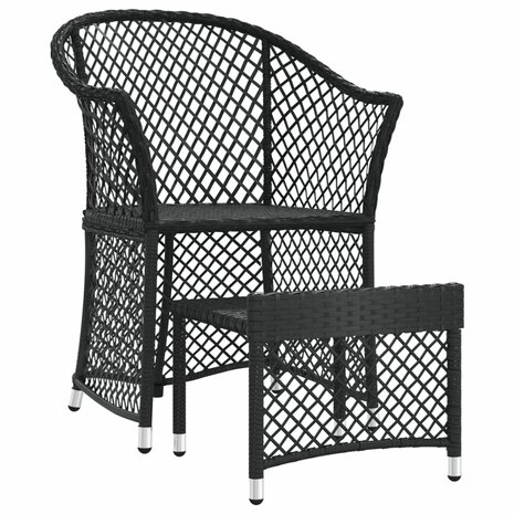 2-delige Loungeset met kussens poly rattan zwart 7