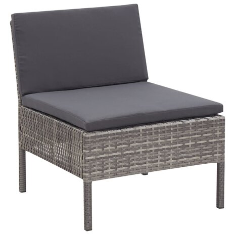3-delige Loungeset met kussens poly rattan grijs  4