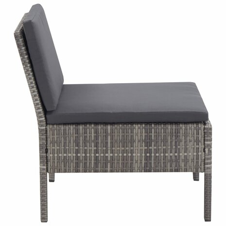 3-delige Loungeset met kussens poly rattan grijs  5