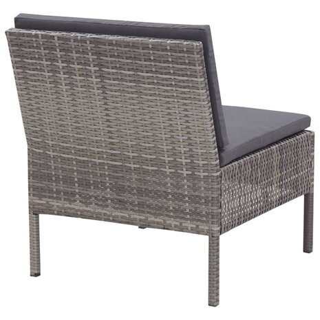 3-delige Loungeset met kussens poly rattan grijs  6