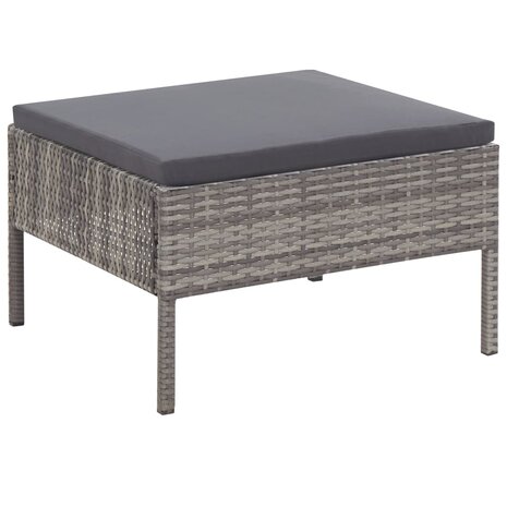 3-delige Loungeset met kussens poly rattan grijs  7