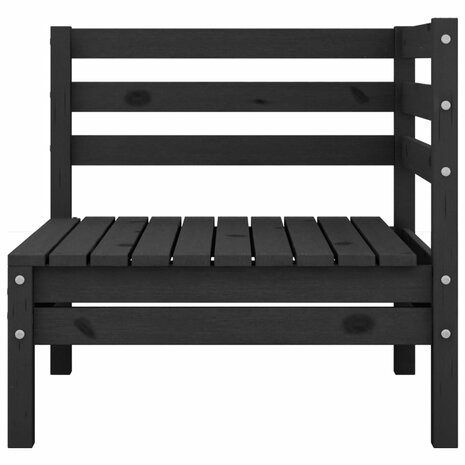 3-delige Loungeset massief grenenhout zwart 3