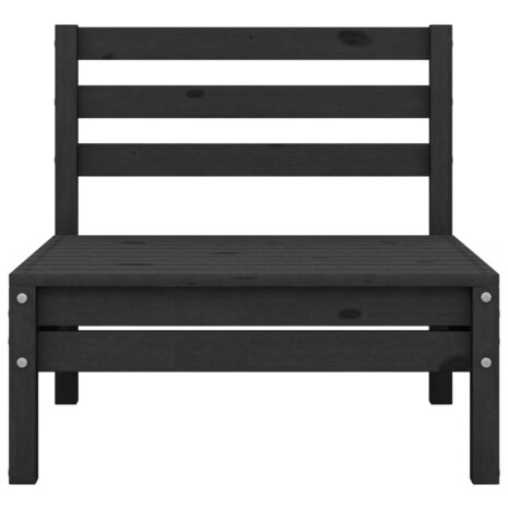 3-delige Loungeset massief grenenhout zwart 6