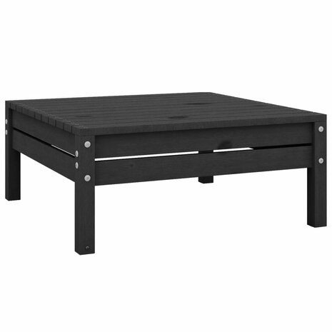 3-delige Loungeset massief grenenhout zwart 9