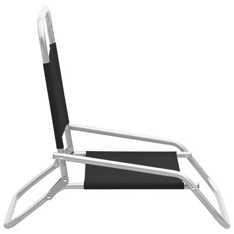 Strandstoelen 2 st inklapbaar stof zwart 4