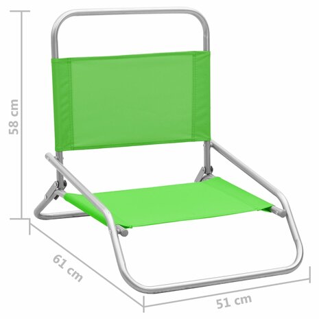 Strandstoelen 2 st inklapbaar stof groen 8