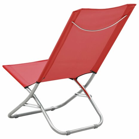 Strandstoelen 2 st inklapbaar stof rood 5