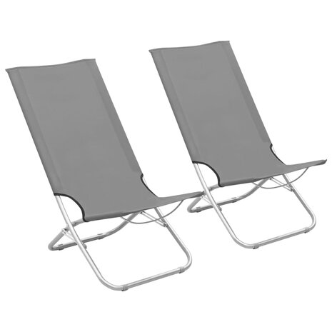 Strandstoelen 2 st inklapbaar stof grijs 1