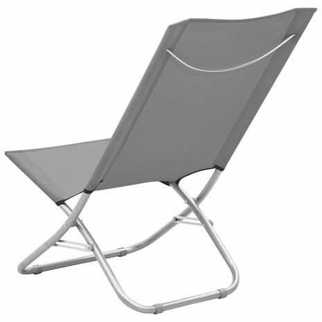 Strandstoelen 2 st inklapbaar stof grijs 5