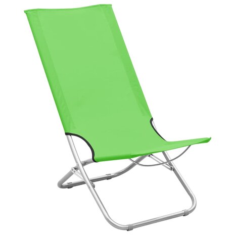 Strandstoelen 2 st inklapbaar stof groen 2