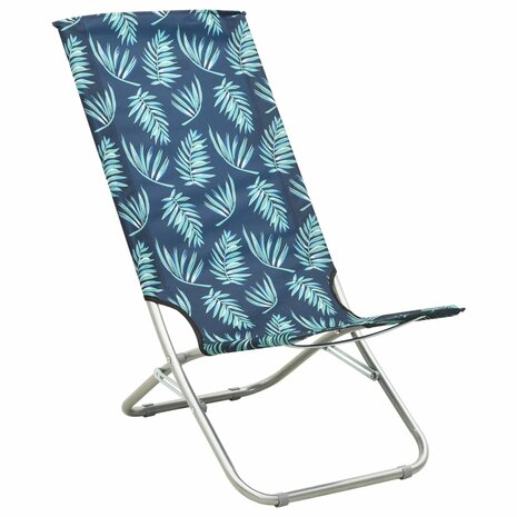 Strandstoelen 2 st inklapbaar bladpatroon stof 2