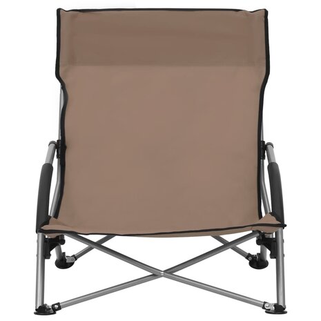 Strandstoelen 2 st inklapbaar stof taupe 3