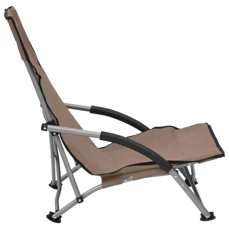 Strandstoelen 2 st inklapbaar stof taupe 4
