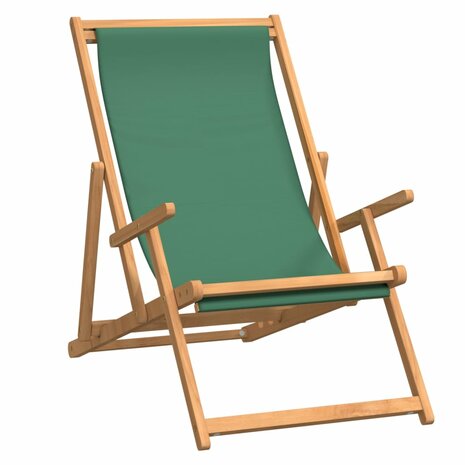 Strandstoel inklapbaar massief teakhout groen 2