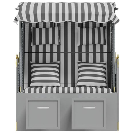 Strandstoel met kussens poly rattan en massief hout grijs wit 5
