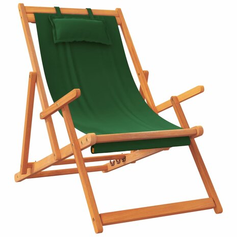Strandstoelen 2 st inklapbaar stof groen 3
