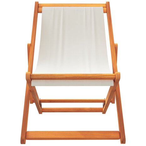 Strandstoelen 2 st inklapbaar stof crèmewit 4
