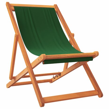 Strandstoelen 2 st inklapbaar stof groen 3