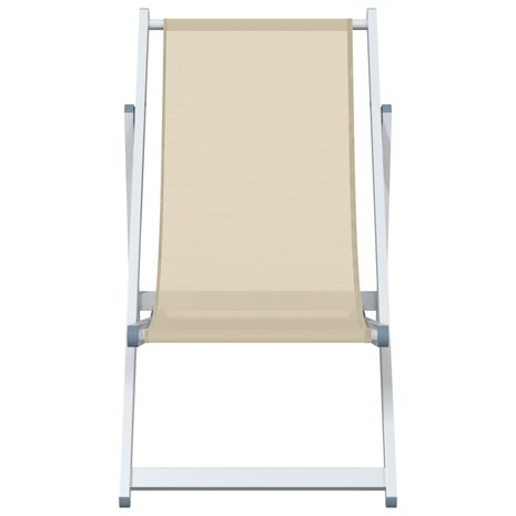 Strandstoelen inklapbaar 2 st aluminium en textileen crèmekleur 4