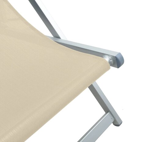 Strandstoelen inklapbaar 2 st aluminium en textileen crèmekleur 9