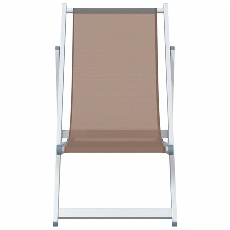 Strandstoelen inklapbaar 2 st aluminium en textileen bruin 4