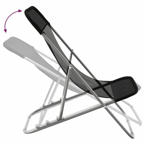 Strandstoelen 2 st textileen en gepoedercoat staal zwart 7