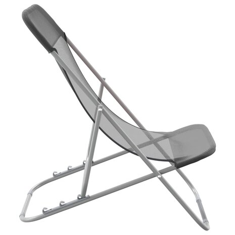 Strandstoelen 2 st textileen en gepoedercoat staal grijs 5