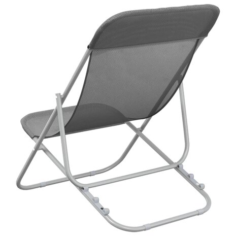 Strandstoelen 2 st textileen en gepoedercoat staal grijs 6