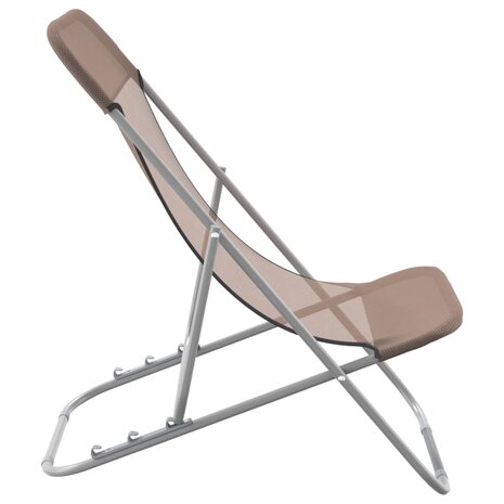Strandstoelen 2 st textileen en gepoedercoat staal bruin 5