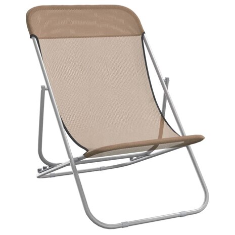 Strandstoelen 2 st textileen en gepoedercoat staal taupe 3