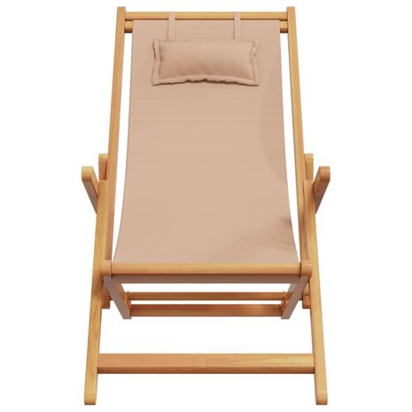 Strandstoel inklapbaar massief eucalyptushout en stof taupe 4