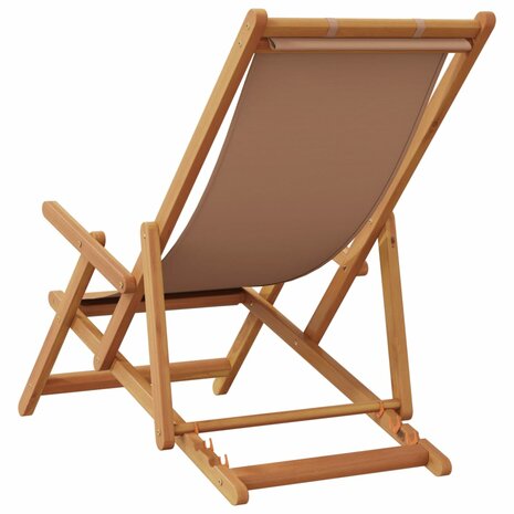 Strandstoel inklapbaar massief eucalyptushout en stof taupe 6