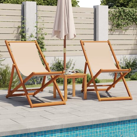 Strandstoel inklapbaar massief eucalyptushout en stof beige 3