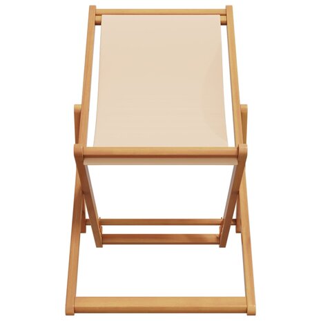 Strandstoel inklapbaar massief eucalyptushout en stof beige 4