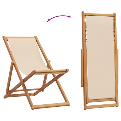 Strandstoel inklapbaar massief eucalyptushout en stof beige 7