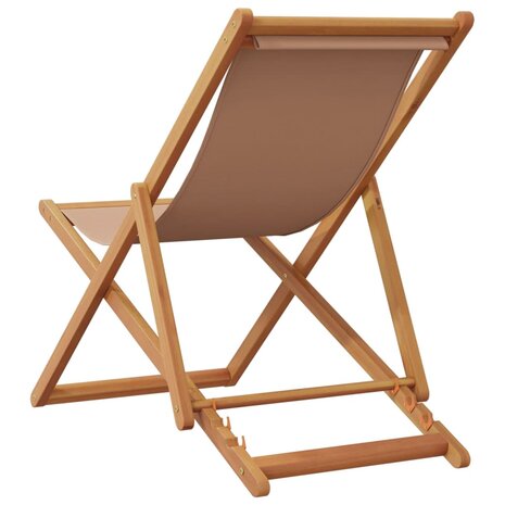 Strandstoel inklapbaar massief eucalyptushout en stof taupe 6