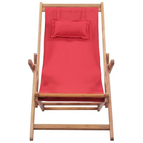 Strandstoel inklapbaar stof en houten frame rood 2