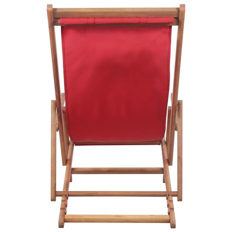 Strandstoel inklapbaar stof en houten frame rood 4
