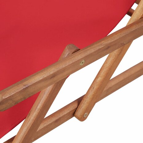 Strandstoel inklapbaar stof en houten frame rood 8