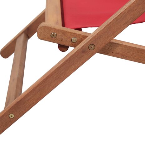 Strandstoel inklapbaar stof en houten frame rood 9