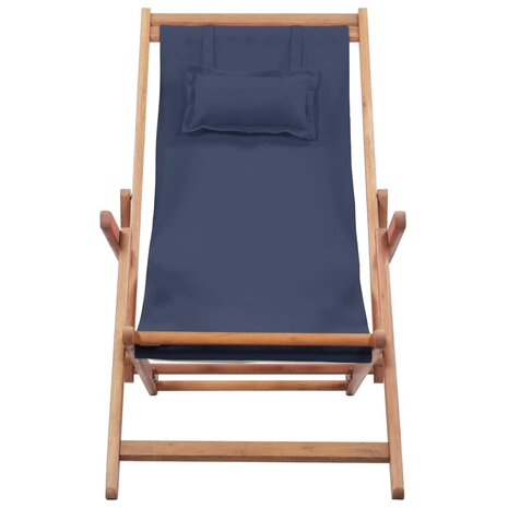 Strandstoel inklapbaar stof en houten frame blauw 2