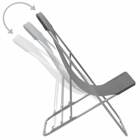 Strandstoelen inklapbaar 2 st staal en oxford stof grijs 5