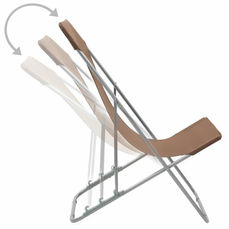 Strandstoelen inklapbaar 2 st staal en oxford stof bruin 5