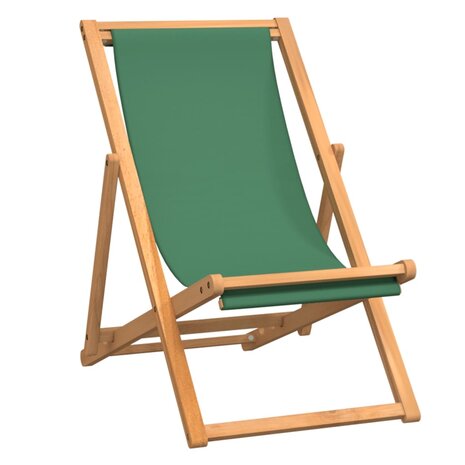 Strandstoel inklapbaar massief teakhout groen 2
