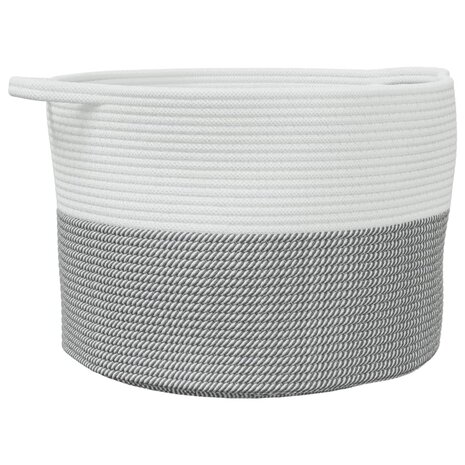 Wasmand Ø 55x36 cm katoen grijs en wit 2