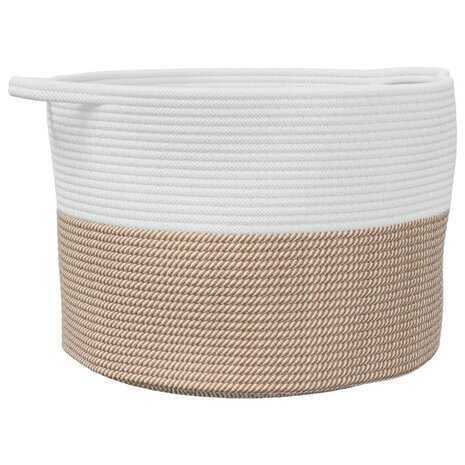 Wasmand Ø 55x36 cm katoen bruin en wit 2