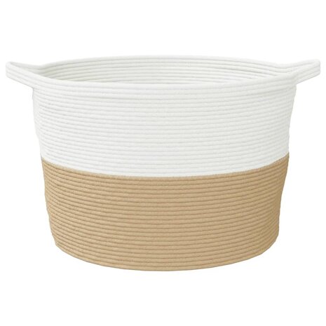 Wasmand Ø 60x36 cm katoen beige en wit 4