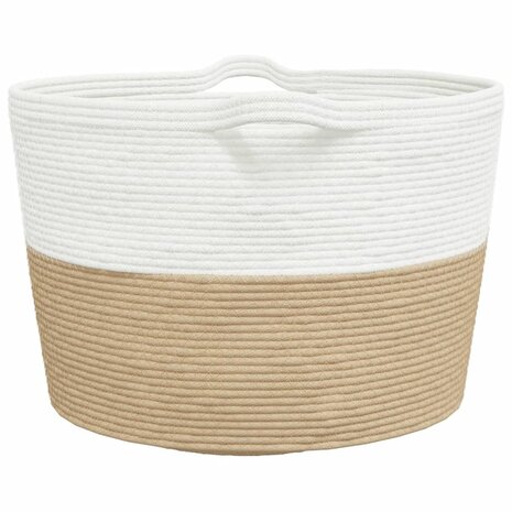 Wasmand Ø 60x36 cm katoen beige en wit 5