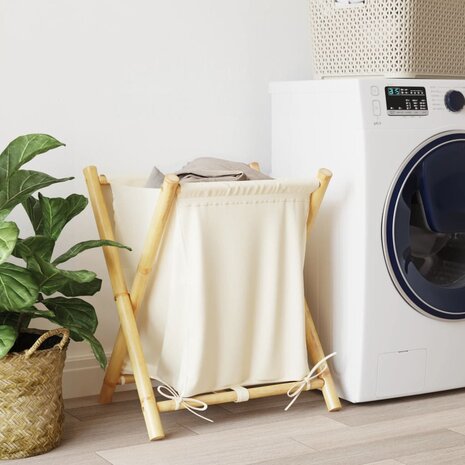Wasmand 45x55x63,5 cm bamboe crèmewit 3